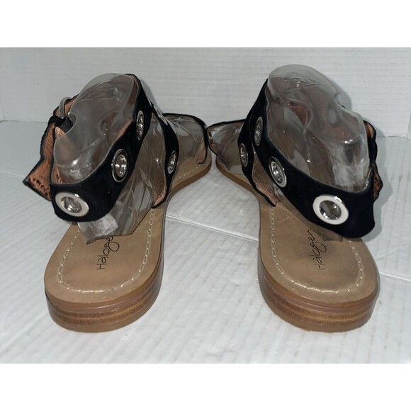 Halogen Sandals Size 12 Black Leather Ankle Strap Grommet Gladiator Flat Casual - Picture 9 of 15